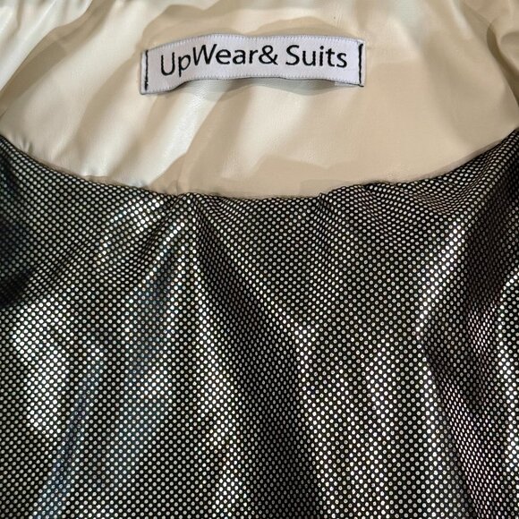 Upwear & Suits Cream Quilted Faux Leather Fringe Ski Snow Suit, Jumpsuit - Picture 3 of 11